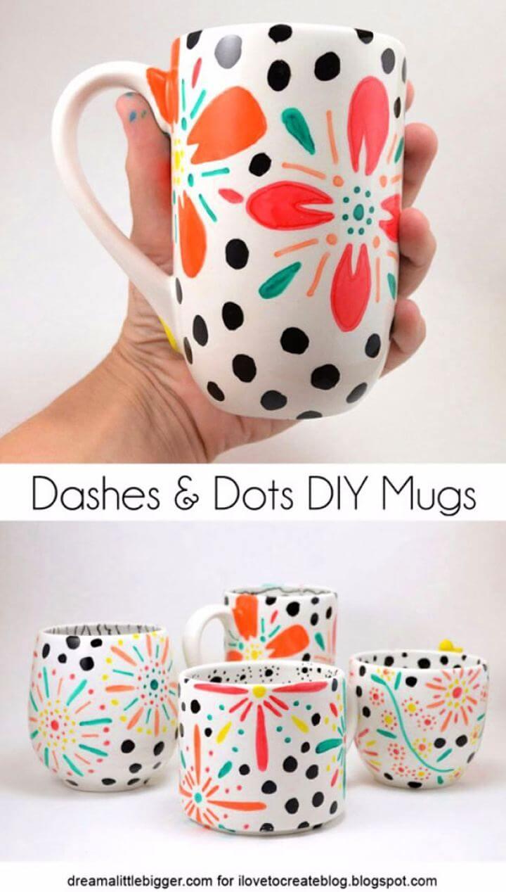 dashes mug ideas, dots mug ideas,coffee mug ideas