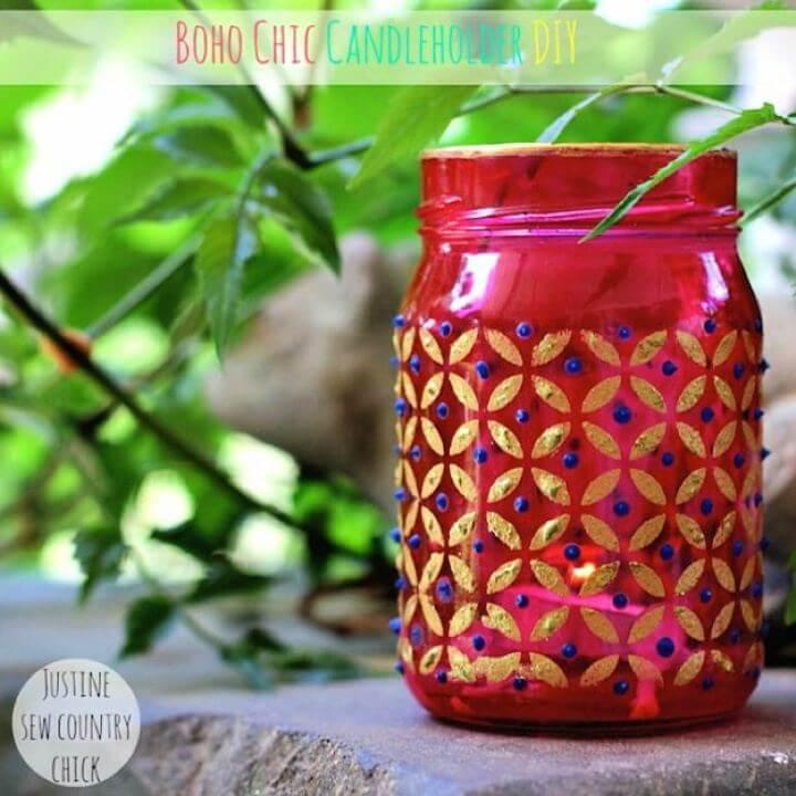 easy boho jar, chic mason jar, candle mason jar,