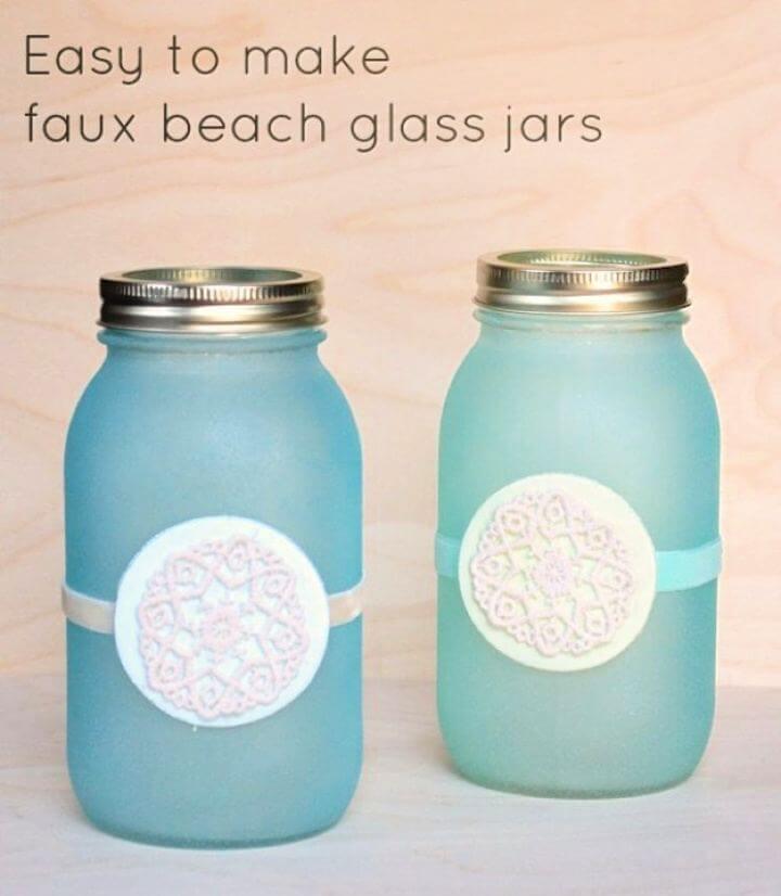 faux beach jar, glass mason jar, easy to make, diy mason jar, 