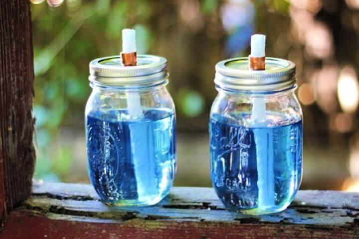 mason jar citronella torches, jars idea, diy idea, summer mason jar,