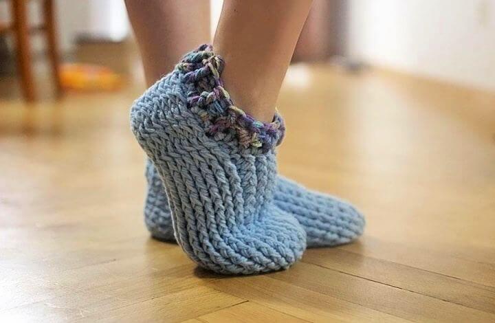 diy slippers, adult chunky, free slippers, diy crafts, diy projects