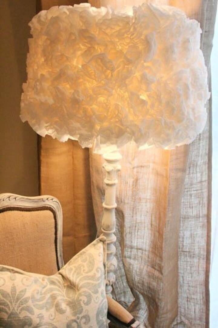 ruffle lampshade, diy lamps idea, coffee filter idea, how to