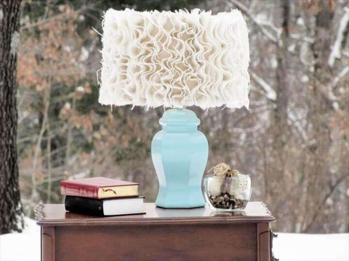 cozy ruffle, diy ruffle lampshade, lampshade for home, how to, easy to