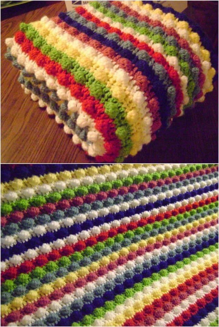 Quick And Easy Crochet Blanket Patterns For Beginners: Blackberry Salad Striped Afghan.