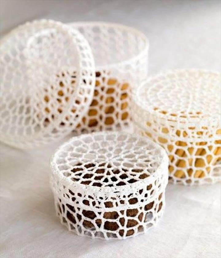 Beautiful Crochet Trinket Boxes