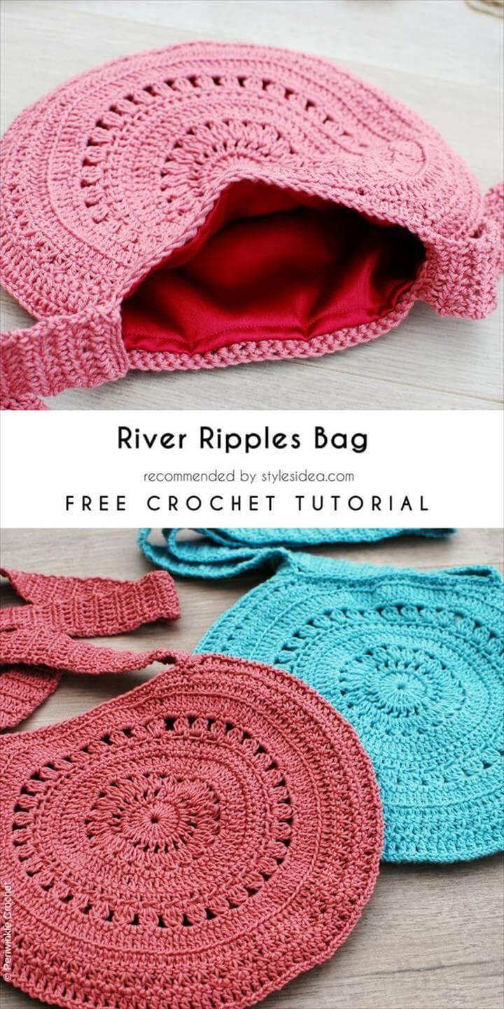 Crochet Patterns Bag River Ripples Bag Fre Crochet Pattern - Crafts Ideas
