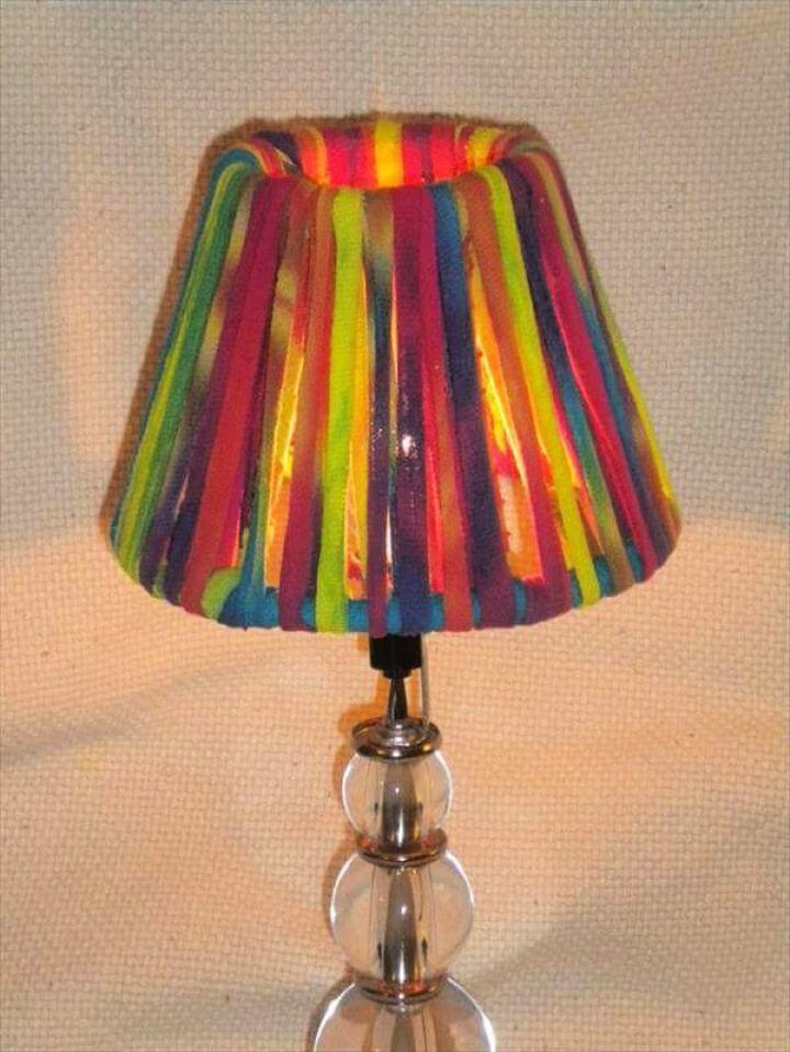 old clothes lamp, lamp shade design, how to, diy lampshade ideas, colorful lamp idea