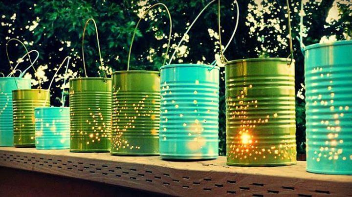 garden decor, tin can, tin can idea, diy tin can, using tin can