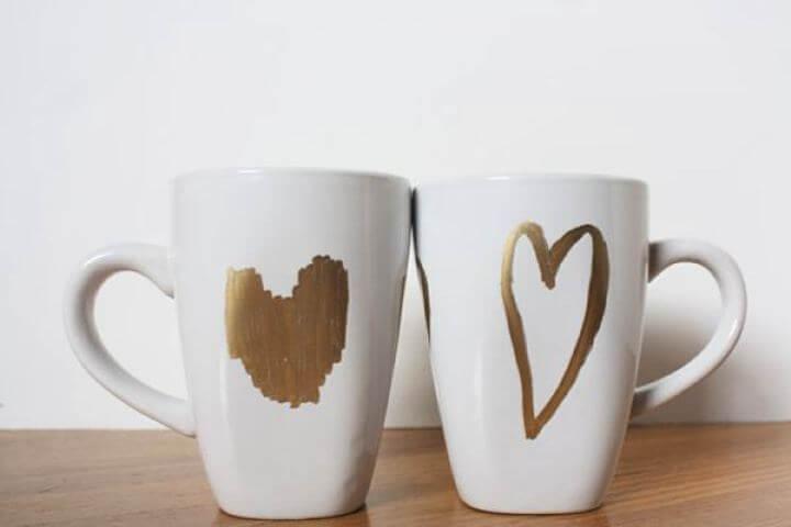 hearts mug, diy mug, hearts idea, diy glitter mug, 