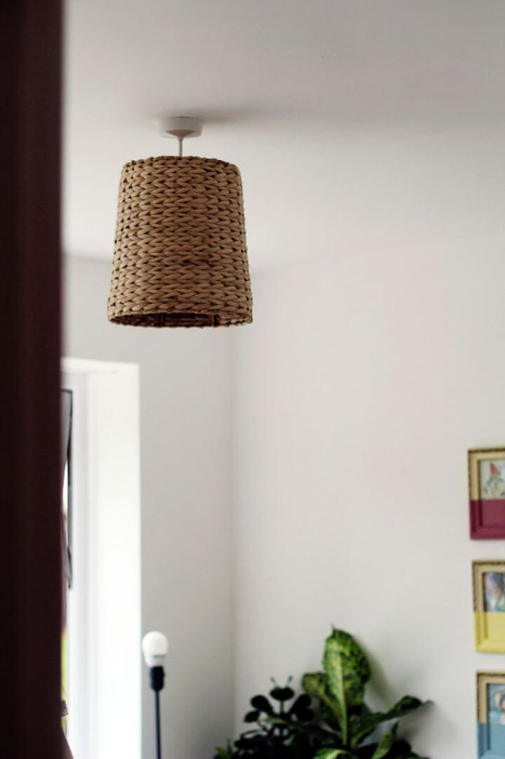 hanging lampshade, basket lampshade, woven lampshade, crafts idea