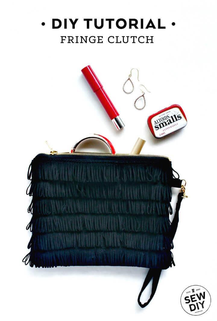 own fringe clutch, diy clutch, diy ideas, diy crafts