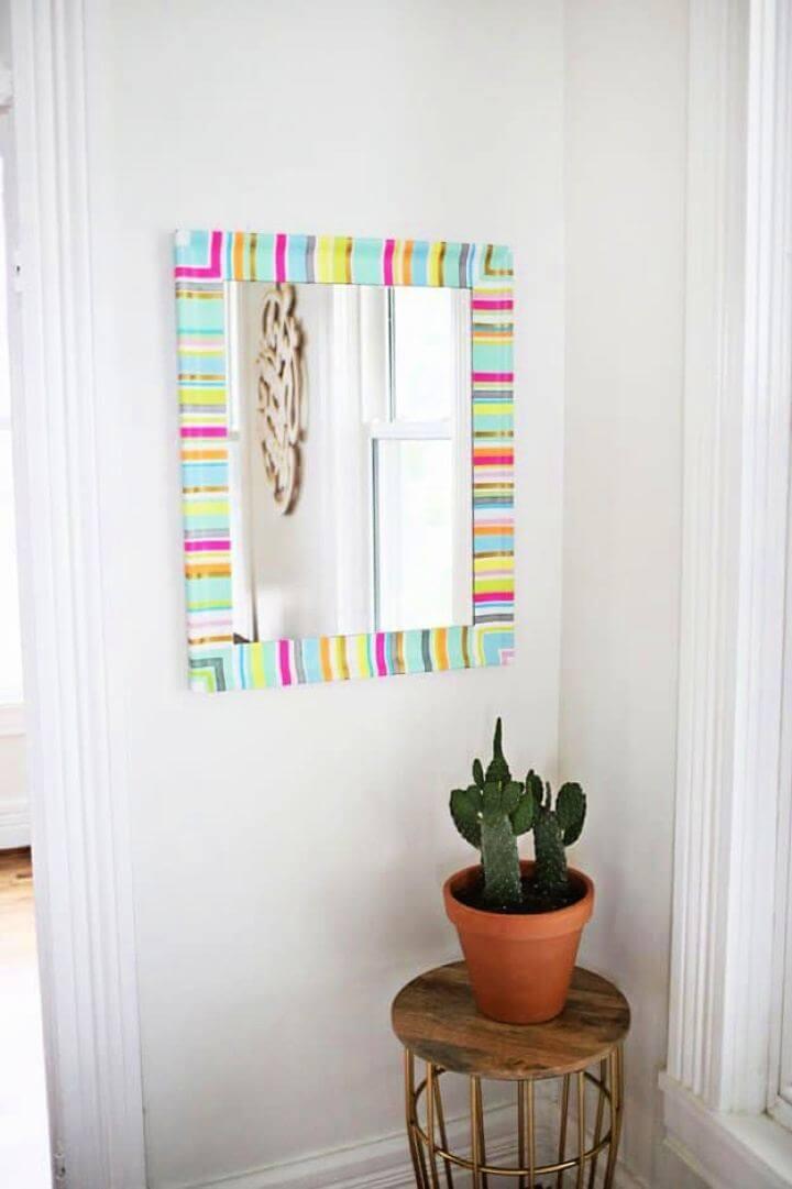 wall decor, mirror frame, washi tape ideas, 