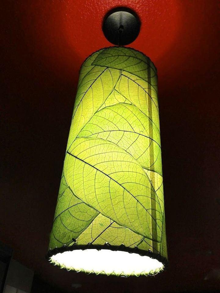 leaf shade, printed fabric sheet, leaf fabric lampshade, diy crafts, diy projects