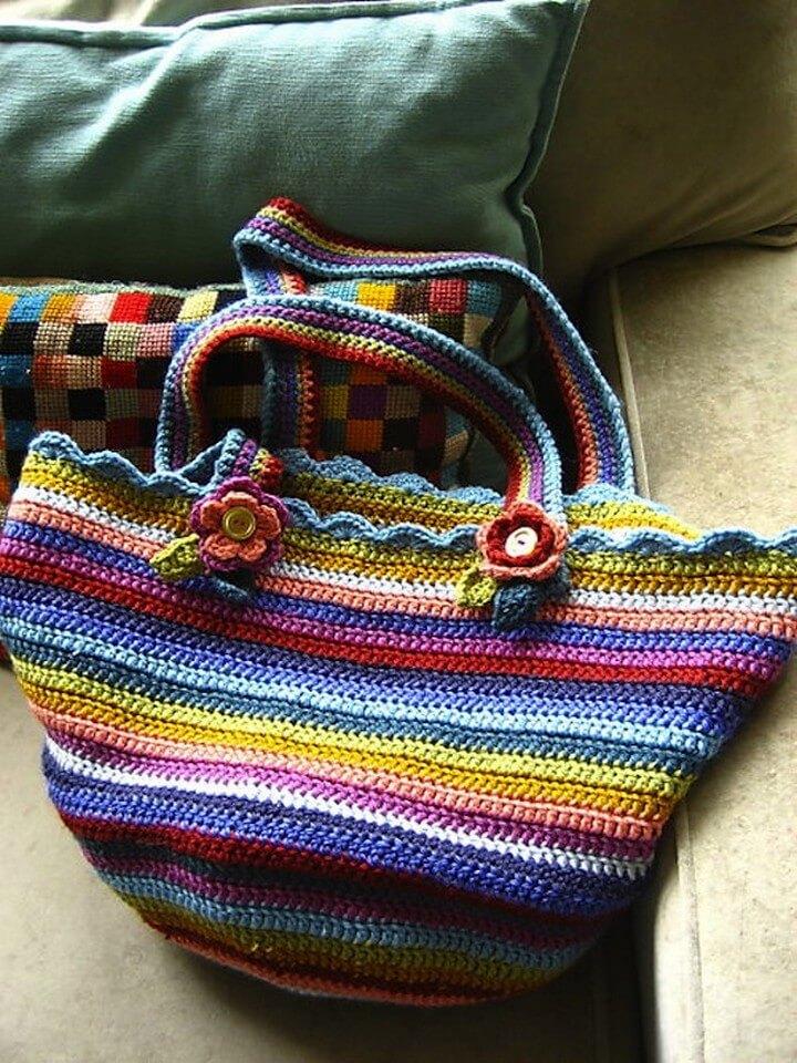 crochet bag, stripes bag, diy bags, how to