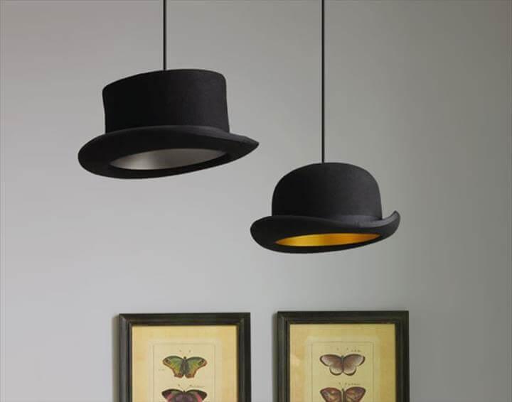 diy lampshade, diy hat lampshade, home decor, bright room
