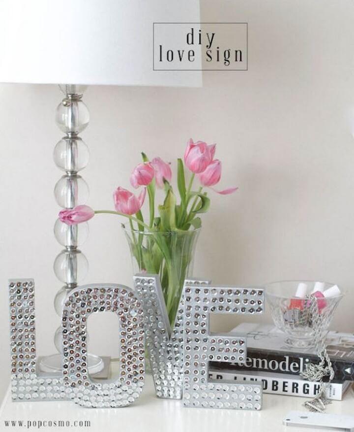 love sign, romantic room, diy crafts and projects, couples room decor, tutorial