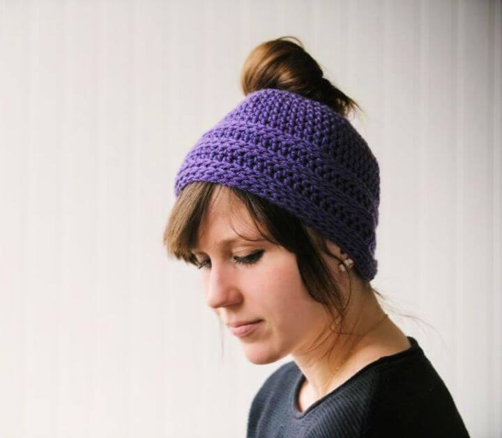 messy bun, crochet, ideas, diy ideas, diy crafts and projects, crochet hats, diy projects