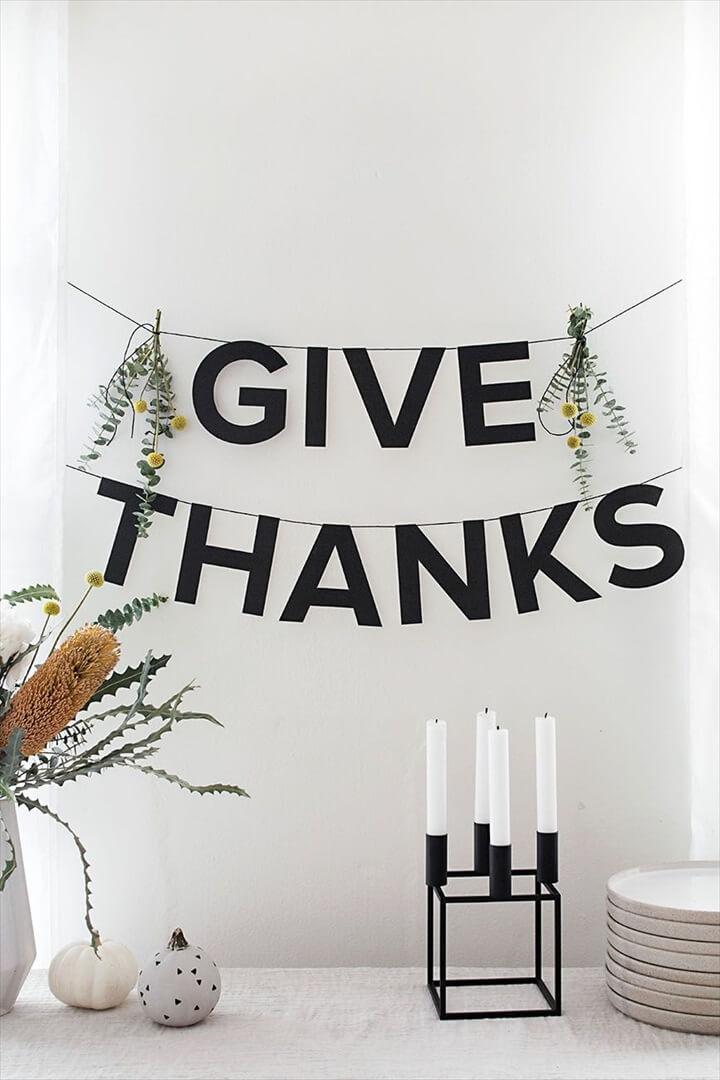 thanks wall banner, wall decor, hang, crafts with paper