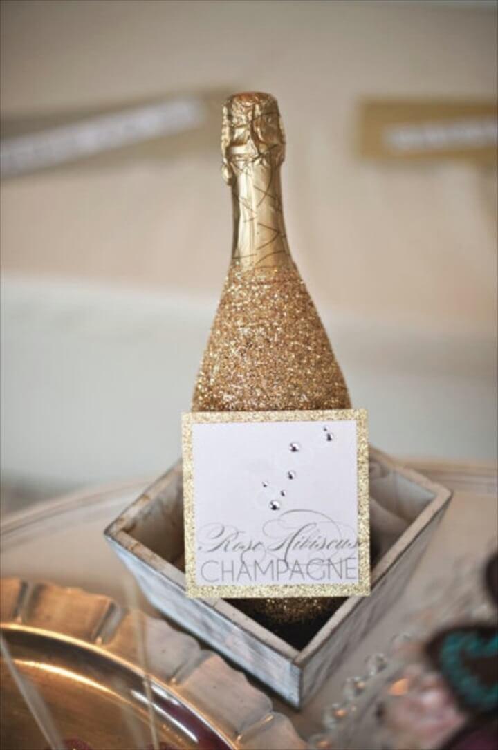 champagne bottle, glitter ideas new year