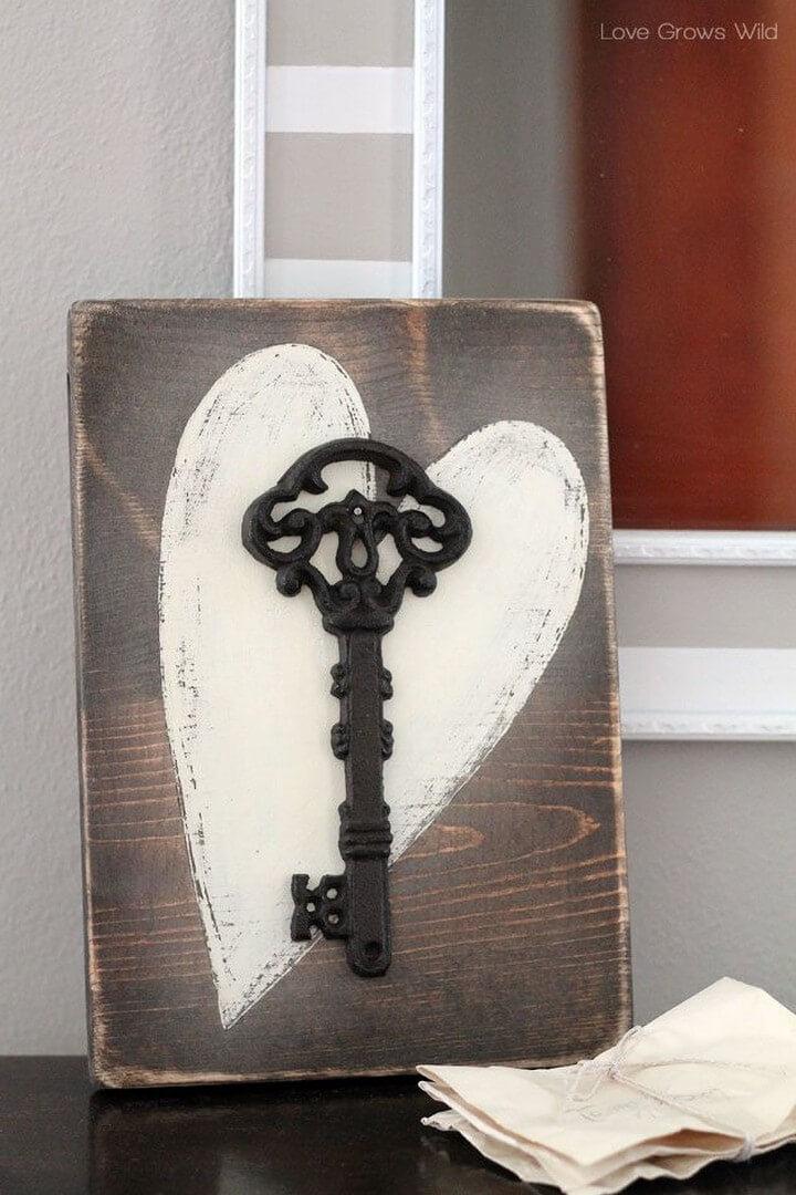 heart key, room decor ideas, wooden heart key, full tutorial, tutorial ideas,