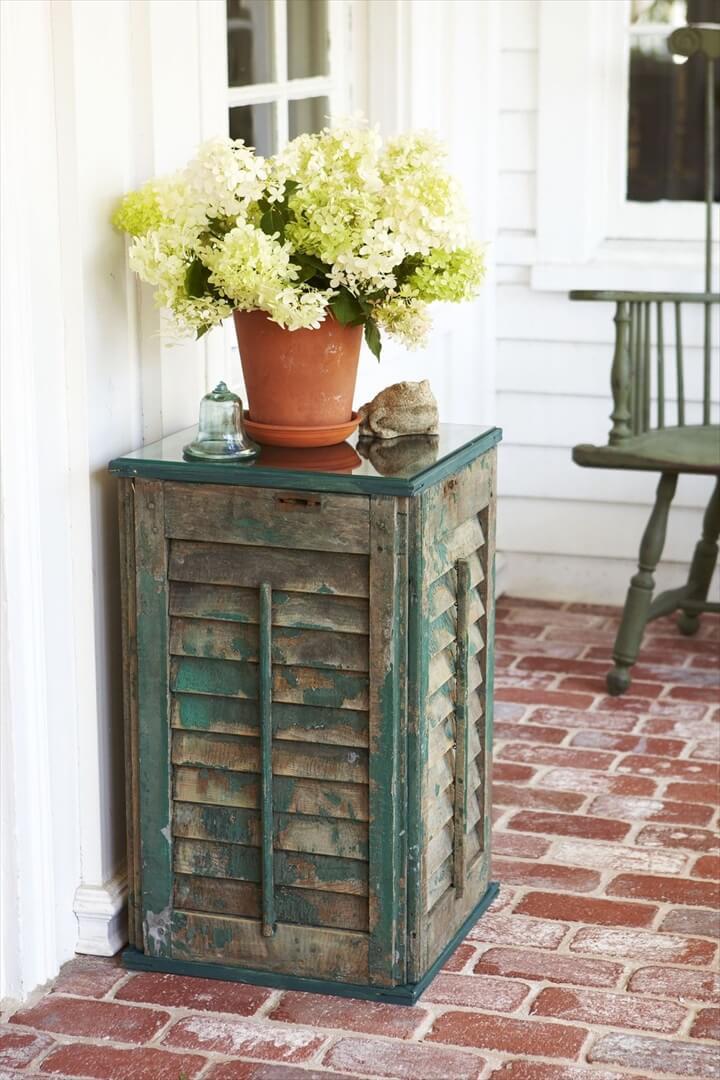 shutter side, table decor, flowers home decor, diy crafts and projects