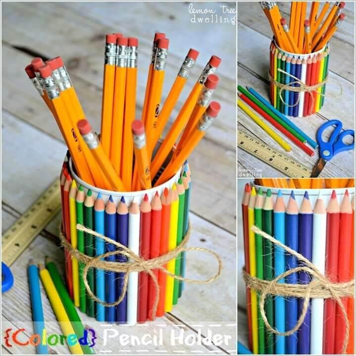 A Holder Wrapped with Color Pencils