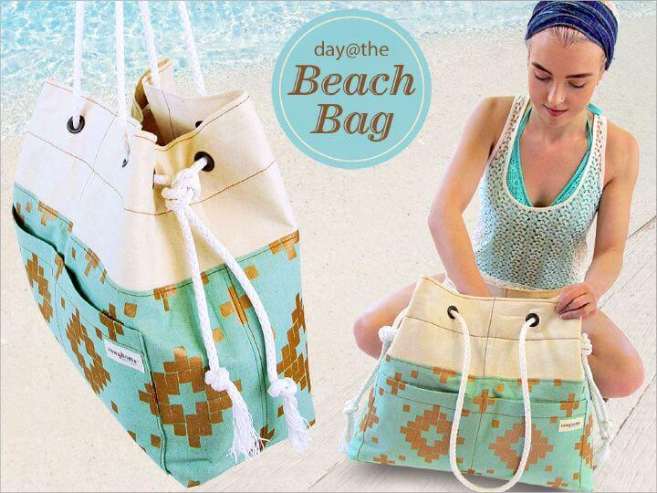 Big Canvas Beach Tote with Rope Grommet Handles