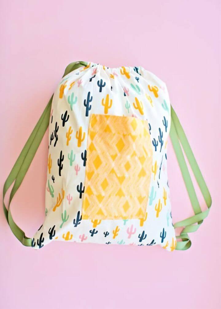 Cactus Print Drawstring Backpack