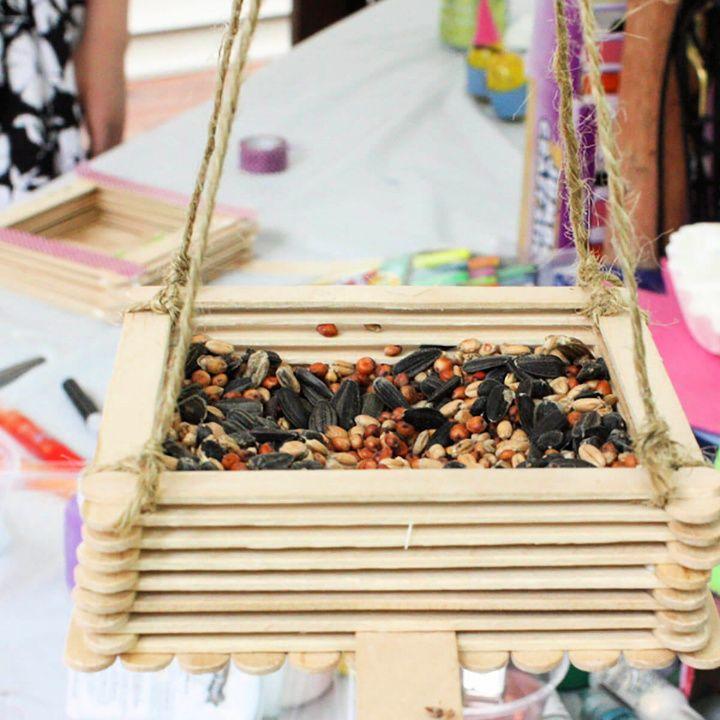 Craft Stick Bird Feeder DIY Tutorial