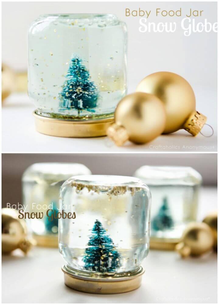 DIY Baby Food Jar Snow Globes Tutorial