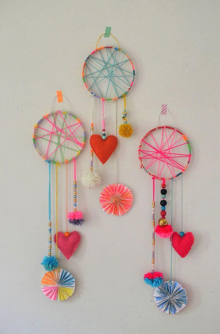 DIY Dream Catchers with Felt Heart Hangers