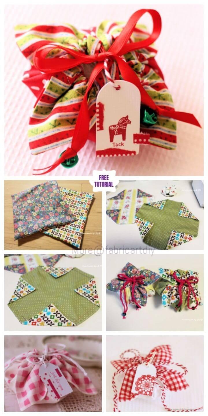 DIY Easiest Fabric Gift Pouch Sew Pattern Tutorial