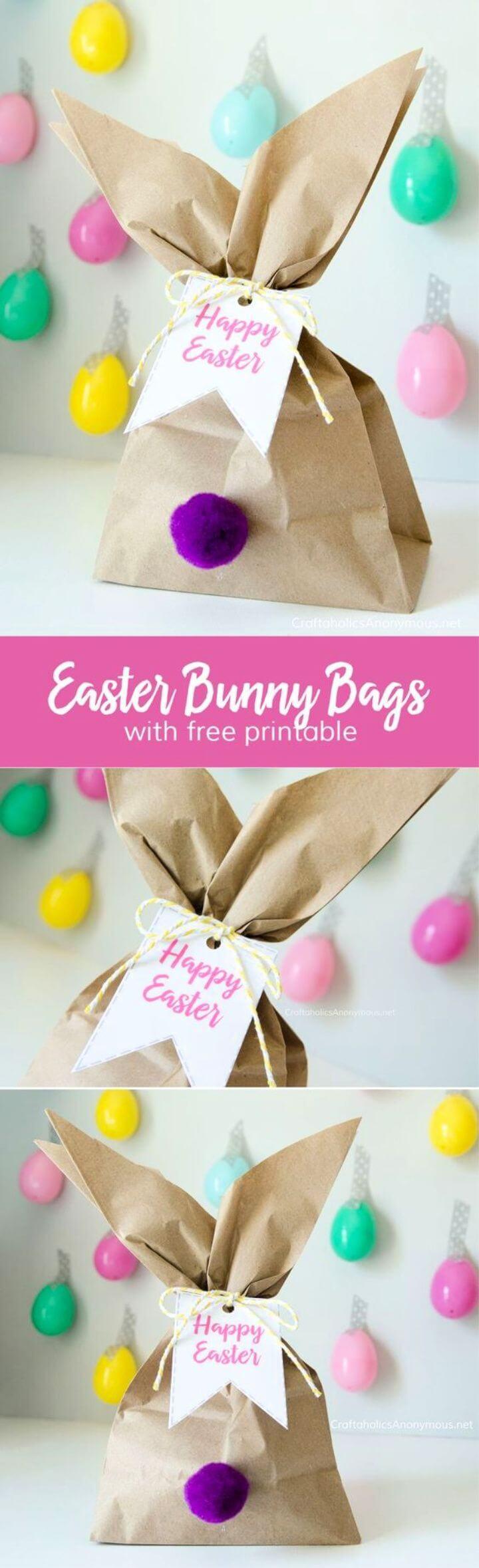 DIY Easter Bunny Gift Bags with Free Printable Tags