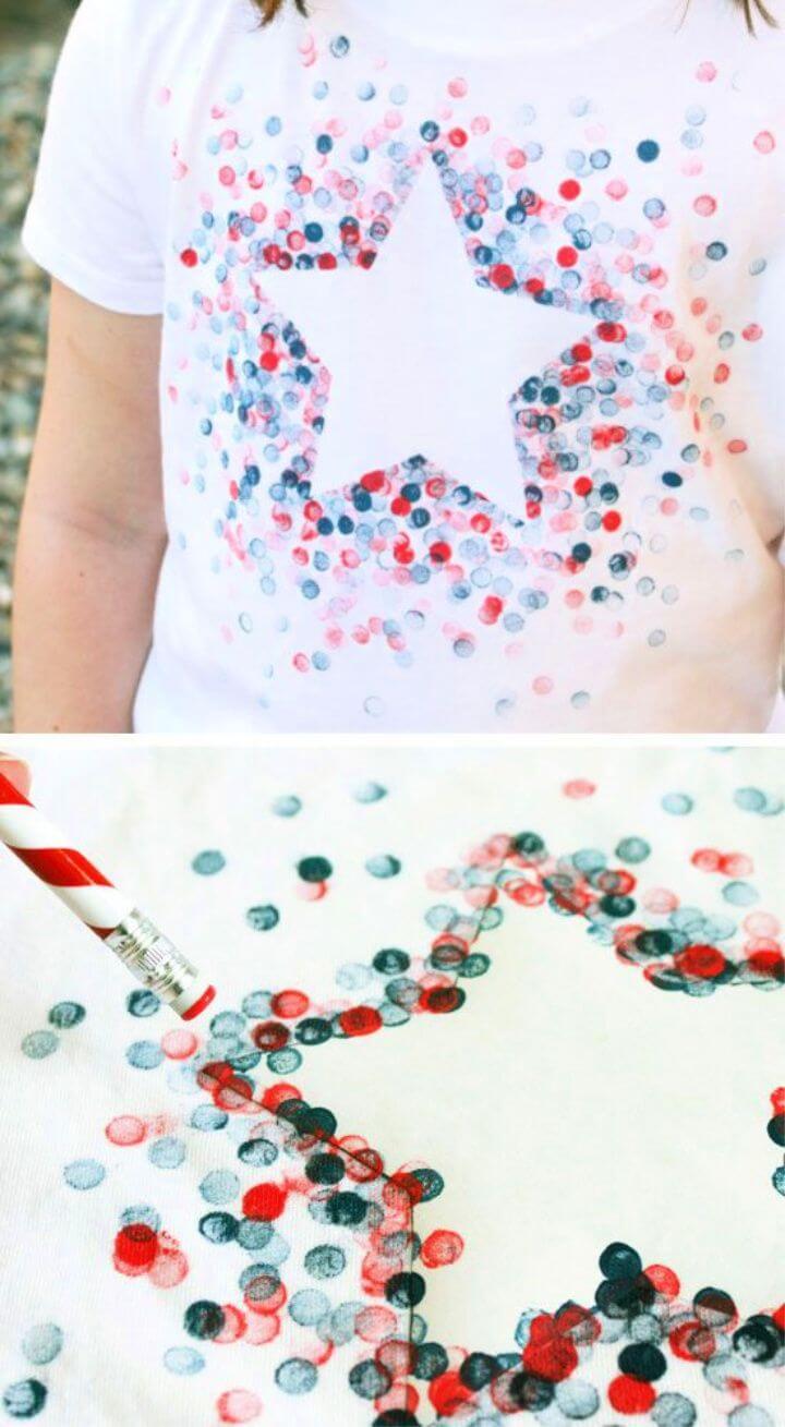 DIY Eraser Stamped 4th of July Shirt