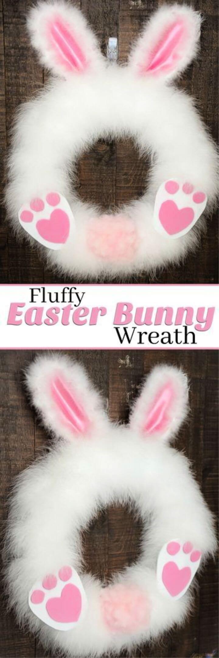 DIY Fluffy Easter Bunny Wreath in under 30 minutes