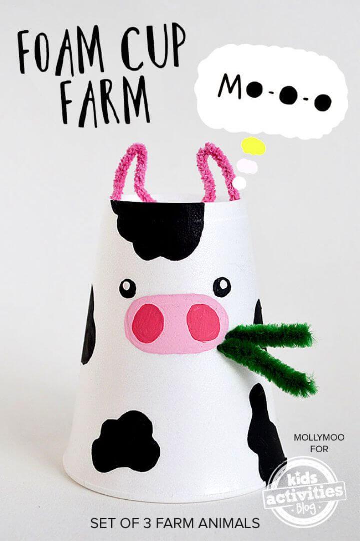 DIY Foam Cup Crafts Cow Pig Chick