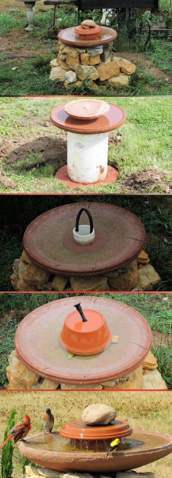 DIY Handmade Birdbath and Water Feeder