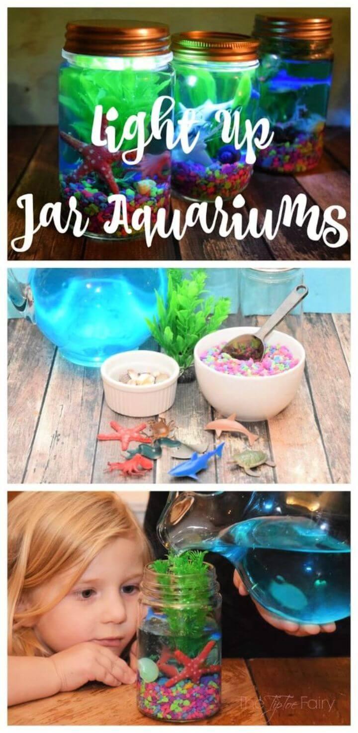 DIY Light Up Mason Jar Aquariums