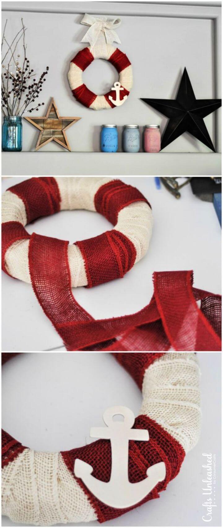 DIY Nautical DIY Burlap Wreath in 5 Minutes