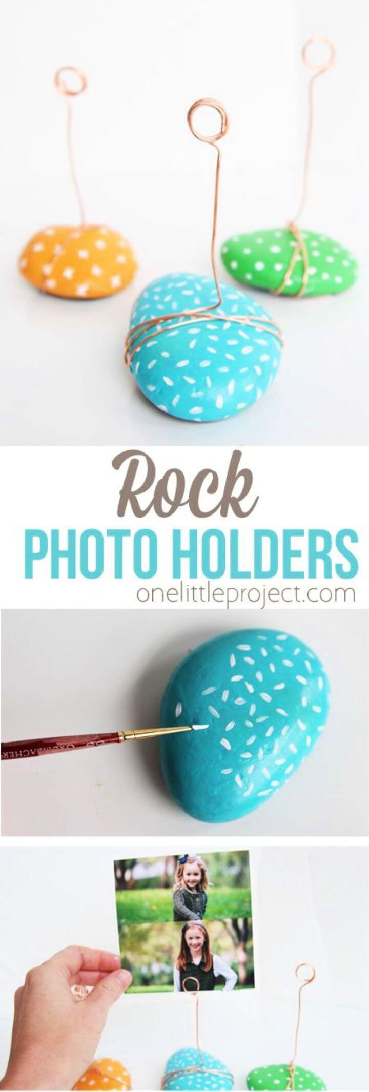 DIY Painted Rock Photo Holders For Summer Activities