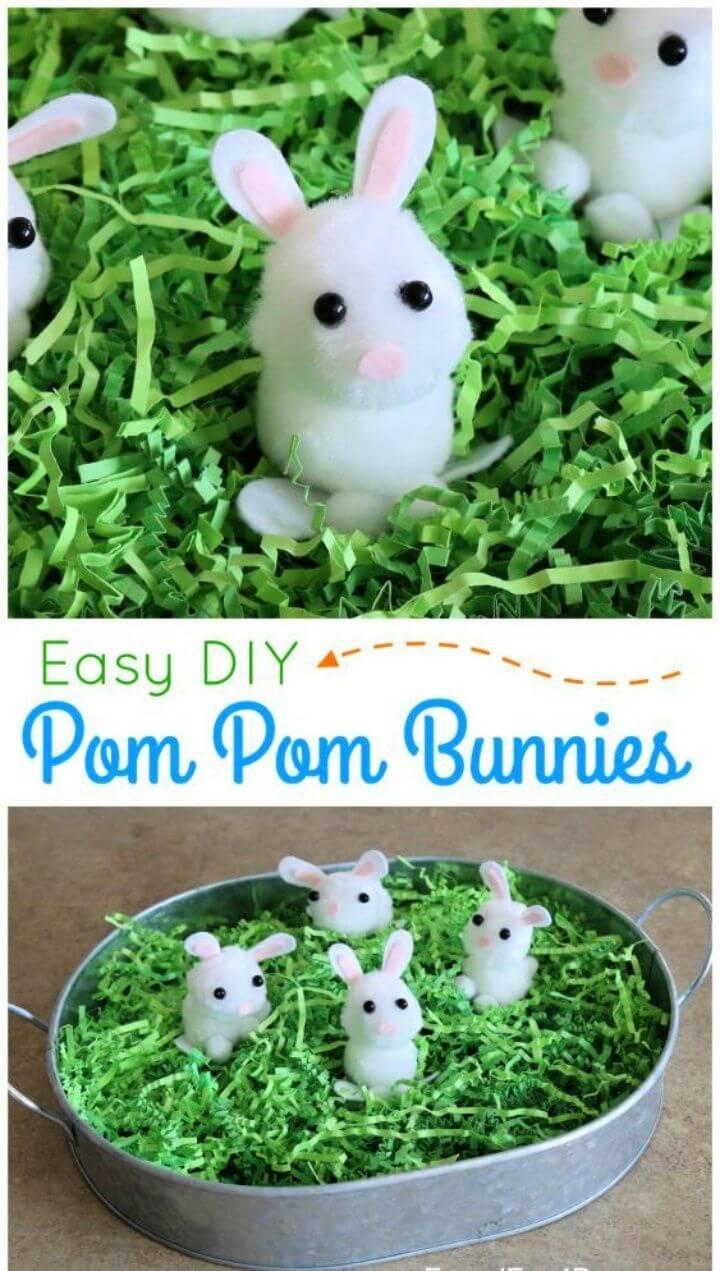 DIY Pom Pom Bunnies Spring Craft