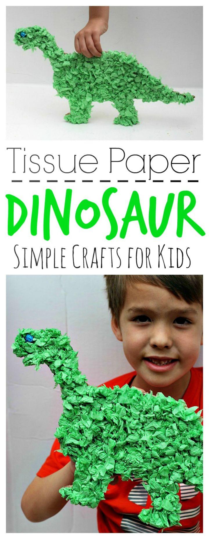 DIY Simple Tissue Paper Dinosaur 1