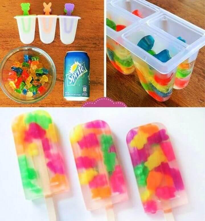 DIY Summer Gummy Bear Popsicles With Sprite