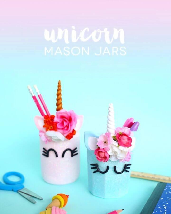 DIY unicorn pencil holders with flower crowns