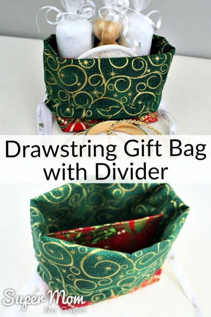 Drawstring Gift Bag with Divider