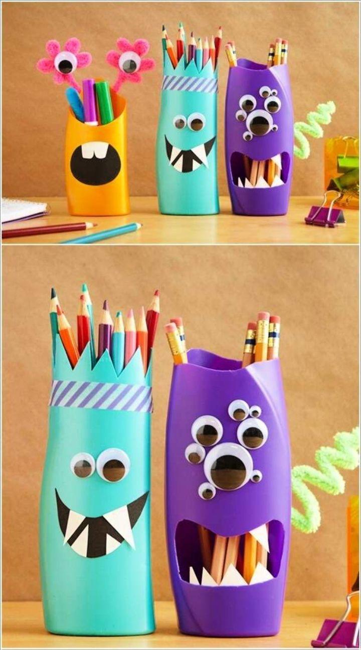 Fun Shampoo Bottle Monster Pencil Holders