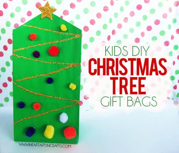 Kids DIY Christmas Tree Gift Bag