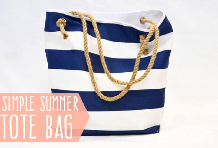 Striped Beach Bag With Rope Handle DIY