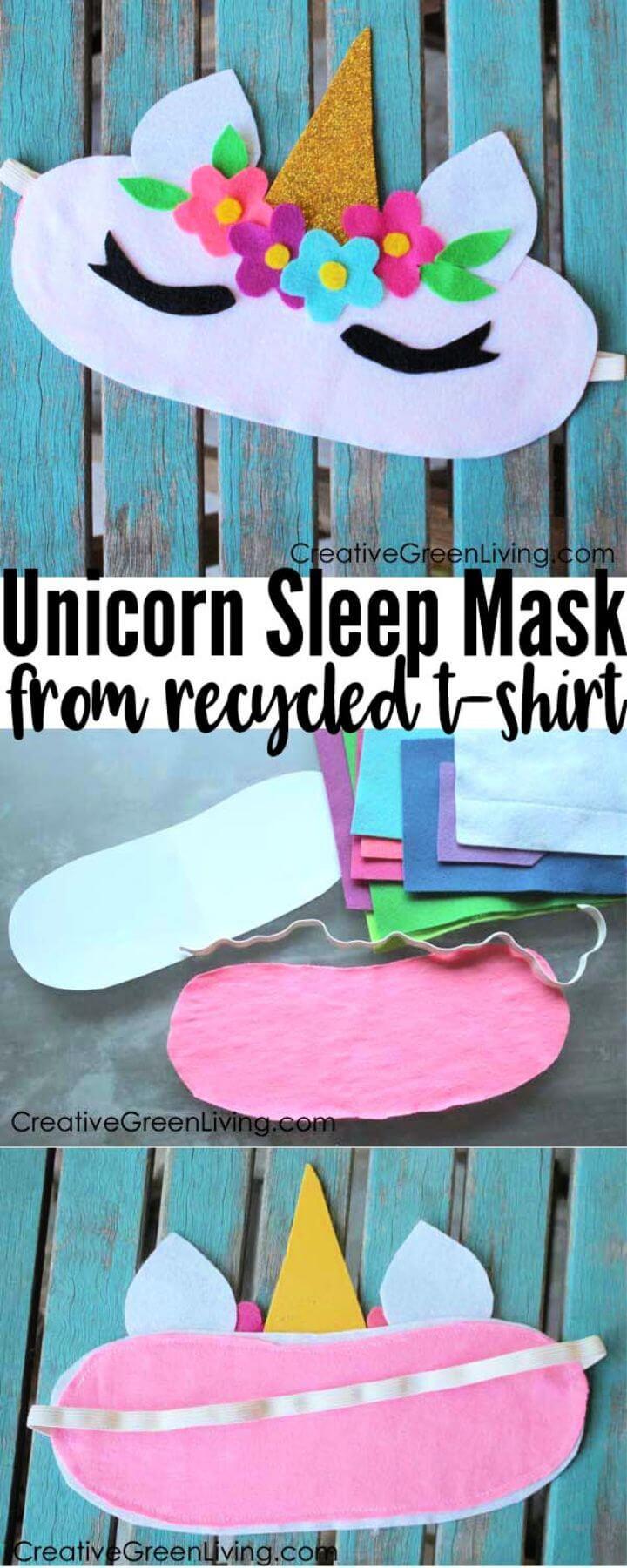 Unicorn Horn Sleep Mask from a Recycled T Shirt