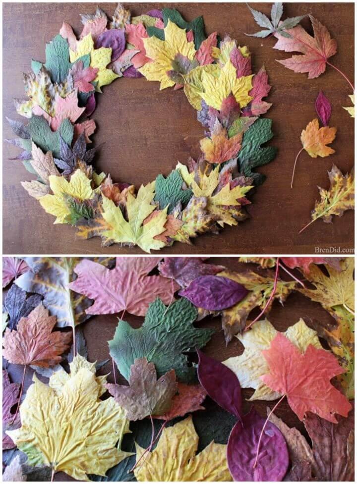 Adorable DIY Fall Leaves Front Door Wreath For 0